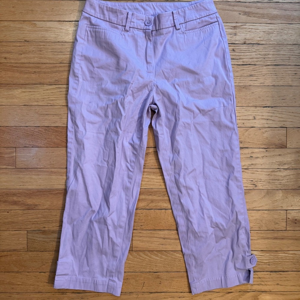 Talbots Perfect Skimmer Pants Womens 2 Purple Cropped Pastel Spandex Trousers